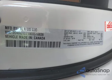 2021 Chrysler Pacifica Hybrid Limited z USA, uszkodzony, nr VIN 2C4RC1S71MR510836